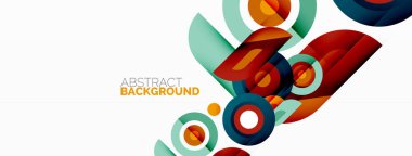 Soyut yuvarlak şekiller arka plan. Minimalist dekorasyon. Çemberleri ve halkaları olan geometrik arkaplan