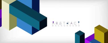 Soyut arkaplan. 3 boyutlu küp, küp elementler ve bloklar. Duvar kağıdı, afiş, arkaplan, iniş sayfası için tekno veya iş konsepti