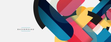 Geometrik şekiller bileşim soyut arkaplan. Çember çizgileri ve dikdörtgenler. Duvar kağıdı afişi veya iniş sayfası için vektör illüstrasyonu