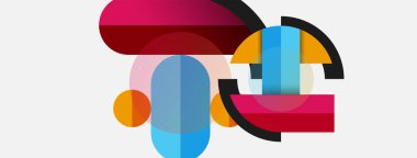 Yuvarlak geometrik şekiller çizgiler ve daireler. Duvar kağıdı afişi ya da iniş sayfası için vektör şablonu