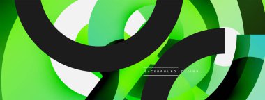 Yuvarlak şekiller daireler ve diğer geometrik şekiller. Duvar kağıdı afişi arkaplan kartı veya iniş sayfası için vektör illüstrasyonu