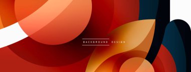 Renkli geometrik şekilli soyut arkaplan. Yuvarlak şekilli, daire ve çizgilerle çok güzel bir arka plan. Geometrik tasarım. Vektör illüstrasyonu