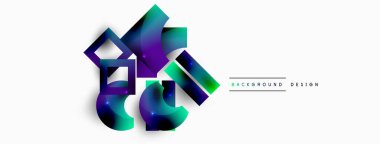 Minimum geometrik soyut arkaplan. İlkel şekiller kompozisyon arkaplanı. Duvar kağıdı, afiş, arkaplan veya iniş için moda tekno iş şablonu