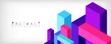 Soyut arkaplan. 3 boyutlu küp, küp elementler ve bloklar. Duvar kağıdı, afiş, arkaplan, iniş sayfası için tekno veya iş konsepti