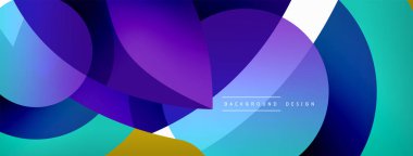 Renkli geometrik şekilli soyut arkaplan. Yuvarlak şekilli, daire ve çizgilerle çok güzel bir arka plan. Geometrik tasarım. Vektör illüstrasyonu