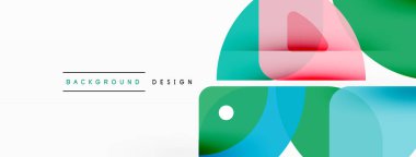 Renkli minimetrik geometrik soyut arkaplan. Yuvarlak elementlerle üçgen şekli, daireler. Duvar kağıdı, afiş, arkaplan veya iniş için moda tekno iş şablonu