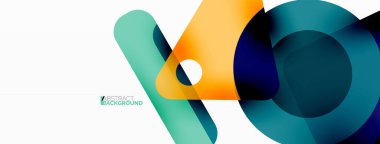 İlkel geometrik şekiller - çizgi, üçgen, kare ve daire bileşimi. Duvar kağıdı, pankart, arkaplan, iniş sayfası için vektör geometrik asgari özet arkaplan