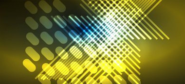 Arka plan duvar kağıtları, parlak çizgiler ve geometrik şekiller. Yapay Zeka teknolojisi, engelleme zinciri, iletişim, 5G, bilim, iş ve teknoloji konsepti için koyu duvar kağıdı