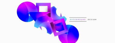 Minimum geometrik soyut arkaplan. İlkel şekiller kompozisyon arkaplanı. Duvar kağıdı, afiş, arkaplan veya iniş için moda tekno iş şablonu