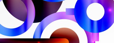 Çember bileşimi soyut arkaplan. Duvar kağıdı, afiş, arkaplan veya iniş için moda tekno iş şablonu