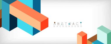 Soyut arkaplan. 3 boyutlu küp, küp elementler ve bloklar. Duvar kağıdı, afiş, arkaplan, iniş sayfası için tekno veya iş konsepti