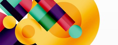 Güzel soyut bir arka plan. Çemberler, üçgen şekiller ve kareler. Duvar kağıdı, pankart, arkaplan veya iniş için en küçük geometrik şablon