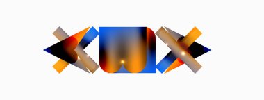 Minimum geometrik soyut arkaplan. İlkel şekiller kompozisyon arkaplanı. Duvar kağıdı, afiş, arkaplan veya iniş için moda tekno iş şablonu