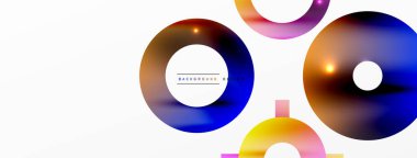 Minimum geometrik soyut arkaplan. Parlak ve parlak daire, çizgi ve yuvarlak şekiller tasarım. Duvar kağıdı, afiş, arkaplan veya iniş için moda tekno iş şablonu