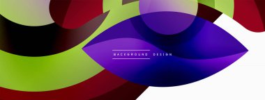 Renkli geometrik şekilli soyut arkaplan. Yuvarlak şekilli, daire ve çizgilerle çok güzel bir arka plan. Geometrik tasarım. Vektör illüstrasyonu