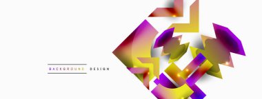 Dinamik bileşim, parlak geometrik şekiller soyut arkaplan. Duvar kağıdı, afiş, arkaplan veya iniş için moda tekno iş şablonu