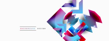 Dinamik bileşim, parlak geometrik şekiller soyut arkaplan. Duvar kağıdı, afiş, arkaplan veya iniş için moda tekno iş şablonu