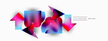 Minimum geometrik soyut arkaplan. İlkel şekiller kompozisyon arkaplanı. Duvar kağıdı, afiş, arkaplan veya iniş için moda tekno iş şablonu