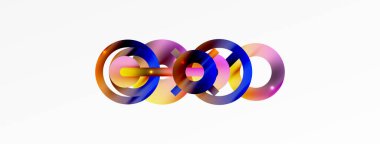 Minimum geometrik soyut arkaplan. Parlak ve parlak daire, çizgi ve yuvarlak şekiller tasarım. Duvar kağıdı, afiş, arkaplan veya iniş için moda tekno iş şablonu