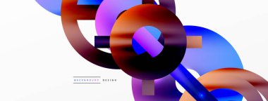 Minimum geometrik soyut arkaplan. Parlak ve parlak daire, çizgi ve yuvarlak şekiller tasarım. Duvar kağıdı, afiş, arkaplan veya iniş için moda tekno iş şablonu