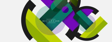 Geometrik şekiller bileşim soyut arkaplan. Çember çizgileri ve dikdörtgenler. Duvar kağıdı afişi veya iniş sayfası için vektör illüstrasyonu