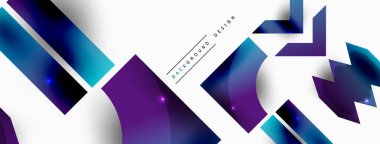 Dinamik bileşim, parlak geometrik şekiller soyut arkaplan. Duvar kağıdı, afiş, arkaplan veya iniş için moda tekno iş şablonu