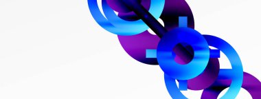 Minimum geometrik soyut arkaplan. Parlak ve parlak daire, çizgi ve yuvarlak şekiller tasarım. Duvar kağıdı, afiş, arkaplan veya iniş için moda tekno iş şablonu