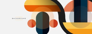 Geometrik şekiller bileşim soyut arkaplan. Çember çizgileri ve dikdörtgenler. Duvar kağıdı afişi veya iniş sayfası için vektör illüstrasyonu