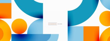 Çember ve kare geometrik arkaplan. Duvar kağıdı, pankart, arkaplan ya da iniş için üçgen ve kareli yuvarlak şekiller