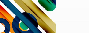 Yaratıcı geometrik duvar kağıdı. Asgari çizgiler ve daireler. Duvar kağıdı, afiş, arkaplan veya iniş için moda tekno iş şablonu