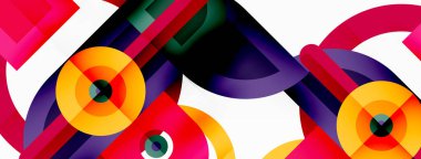 Yaratıcı geometrik duvar kağıdı. Yuvarlak şekilli asgari geometrik arka plan. Duvar kağıdı, afiş, arkaplan veya iniş için moda tekno iş şablonu