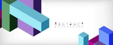 Soyut arkaplan. 3 boyutlu küp, küp elementler ve bloklar. Duvar kağıdı, afiş, arkaplan, iniş sayfası için tekno veya iş konsepti