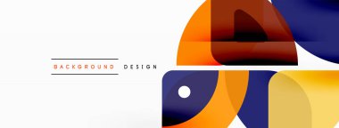 Renkli minimetrik geometrik soyut arkaplan. Yuvarlak elementlerle üçgen şekli, daireler. Duvar kağıdı, afiş, arkaplan veya iniş için moda tekno iş şablonu