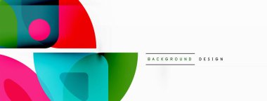 Renkli minimetrik geometrik soyut arkaplan. Yuvarlak elementlerle üçgen şekli, daireler. Duvar kağıdı, afiş, arkaplan veya iniş için moda tekno iş şablonu