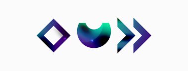 Dinamik bileşim, parlak geometrik şekiller soyut arkaplan. Duvar kağıdı, afiş, arkaplan veya iniş için moda tekno iş şablonu