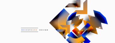 Dinamik bileşim, parlak geometrik şekiller soyut arkaplan. Duvar kağıdı, afiş, arkaplan veya iniş için moda tekno iş şablonu