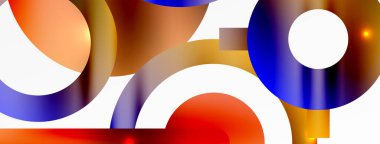 Çember bileşimi soyut arkaplan. Duvar kağıdı, afiş, arkaplan veya iniş için moda tekno iş şablonu