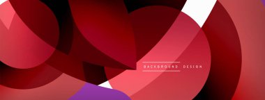 Renkli geometrik şekilli soyut arkaplan. Yuvarlak şekilli, daire ve çizgilerle çok güzel bir arka plan. Geometrik tasarım. Vektör illüstrasyonu