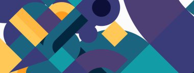 Çember ve kare geometrik arkaplan. Duvar kağıdı, pankart, arkaplan ya da iniş için üçgen ve kareli yuvarlak şekiller