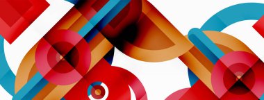 Yaratıcı geometrik duvar kağıdı. Yuvarlak şekilli asgari geometrik arka plan. Duvar kağıdı, afiş, arkaplan veya iniş için moda tekno iş şablonu