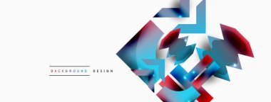 Dinamik bileşim, parlak geometrik şekiller soyut arkaplan. Duvar kağıdı, afiş, arkaplan veya iniş için moda tekno iş şablonu