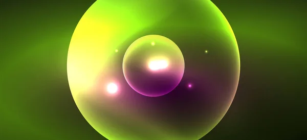 Abstrakter Hintergrund Mit Neonlichteffekten Runde Formen Dreiecke Und Kreise Wallpaper — Stockvektor