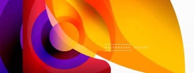 Renkli geometrik şekilli soyut arkaplan. Yuvarlak şekilli, daire ve çizgilerle çok güzel bir arka plan. Geometrik tasarım. Vektör illüstrasyonu