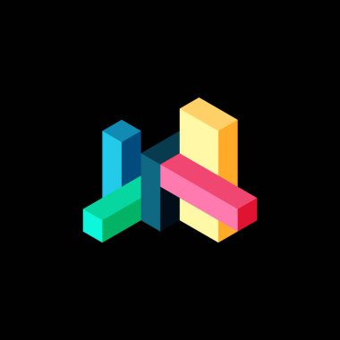 Soyut arkaplan. 3 boyutlu küp, küp elementler ve bloklar. Duvar kağıdı, afiş, arkaplan, iniş sayfası için tekno veya iş konsepti