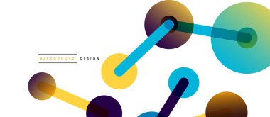 Çizgi noktaları geometrik soyut arkaplan bağlantıları. Çizgilerle birbirine bağlı çemberler. Duvar kağıdı, afiş, arkaplan veya iniş için moda tekno iş şablonu