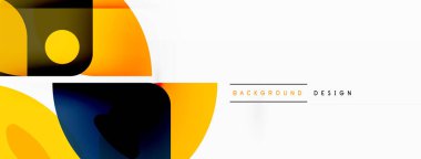 Renkli minimetrik geometrik soyut arkaplan. Yuvarlak elementlerle üçgen şekli, daireler. Duvar kağıdı, afiş, arkaplan veya iniş için moda tekno iş şablonu