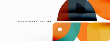 Renkli minimetrik geometrik soyut arkaplan. Yuvarlak elementlerle üçgen şekli, daireler. Duvar kağıdı, afiş, arkaplan veya iniş için moda tekno iş şablonu