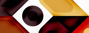 Kare ve daire en az soyut arkaplan. Duvar kağıdı afişi için vektör illüstrasyonu