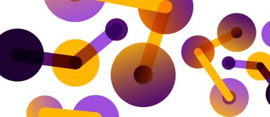 Soyut arkaplan. Yuvarlak noktalar çizgilerle birleşti. Duvar kağıdı, afiş, arkaplan veya iniş için moda tekno iş şablonu