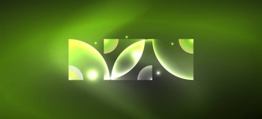 Parlak ışık efektli soyut bir arkaplan. Yuvarlak şekiller, üçgenler ve daireler. Yapay Zeka teknolojisi, engelleme zinciri, iletişim, 5G, bilim, iş ve teknoloji konsepti için duvar kağıdı